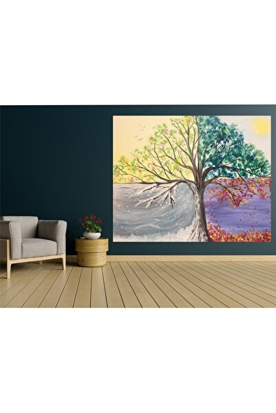 HDART Soyut Modern Dört Mevsim Ağaç Kanvas Tablosu Tablo