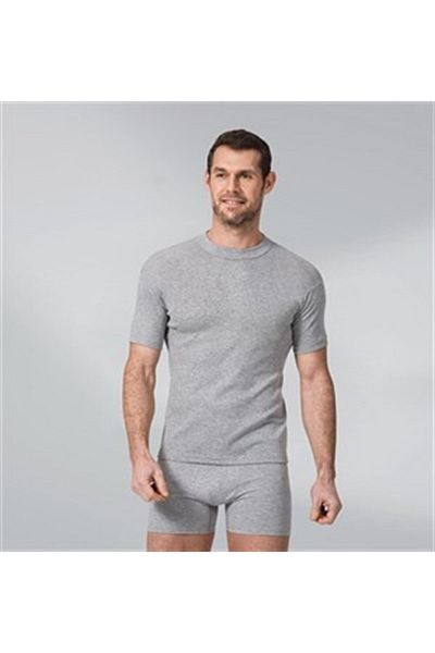 Namaldı Pack of 6 Men's Undershirt Undershirt Brand New Round Collar Short Sleeve Ribbed Fabric Gray