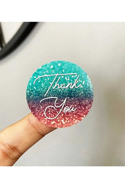 gg gençgirişimci Coated Sticker-thank you-(4X4CM) 70 Pieces
