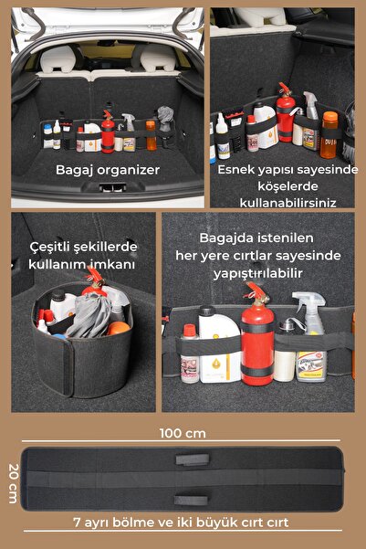 minufco Araba Bagaj Organizeri Portatif Fonksiyonel Bagaja Yapışabilen Çok Amaçlı Bagaj Düzenleyici Çanta