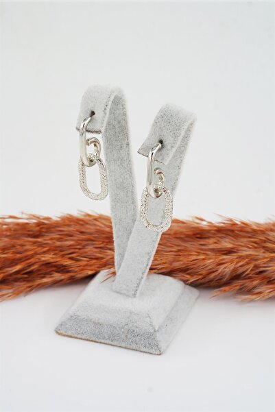 By Zeyna Aksesuar Kadın Özel Tasarım Sallantılı Elips Model Küpe