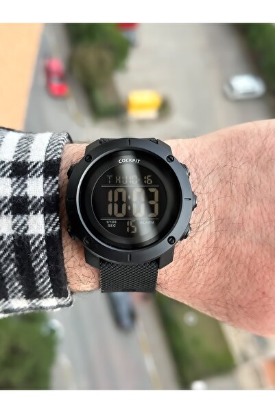 Cockpit Brand Water Resist, Alarm, Illuminated, Black Silicone Band Sports Men's Wristwatch