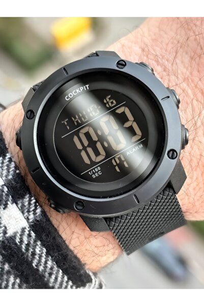 Cockpit Brand Water Resist, Alarm, Illuminated, Black Silicone Band Sports Men's Wristwatch