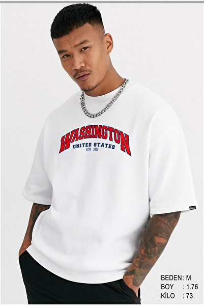 machiavelli Λευκό μπλουζάκι Unisex Oversize Washıngton Chest με τύπωμα
