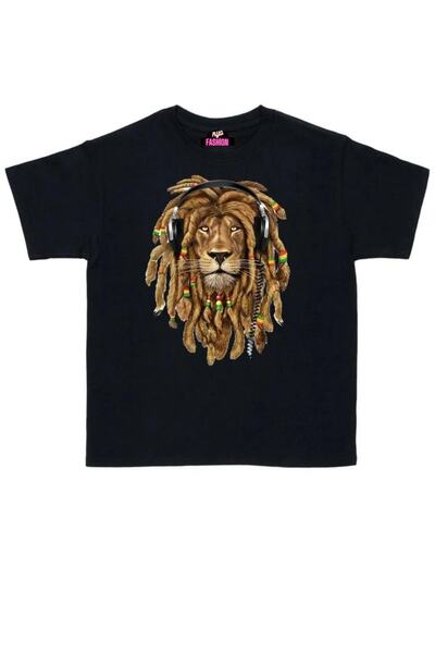 RYO FASHİON Rasta Lion dečija majica kratkih rukava crna