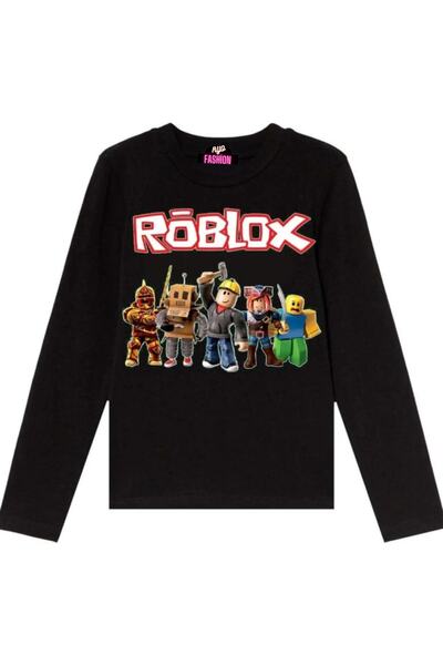 RYO FASHİON Roblox Çocuk Tişört Siyah Uzun Kollu