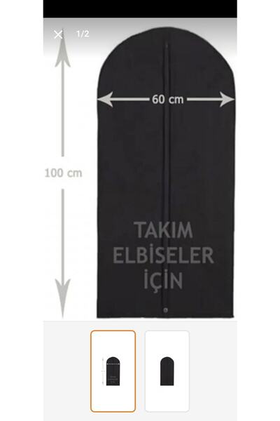 Cosar Takım Elbise Kılıfı Siyah Renk Fermuarlı Gamboç 60 Cm 100 Cm