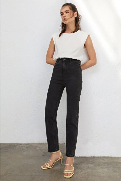 DRC trend Дънки Iulia с висока талия, черни, за гадже