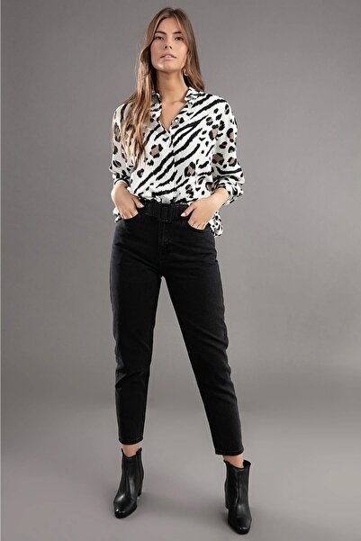 DRC trend Mathilda Black Visok struk Mom farmerke s Dečko