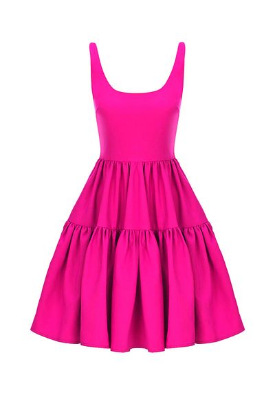 Whenever Company Pink Wide Cut Strap U-Neck Mini Dress