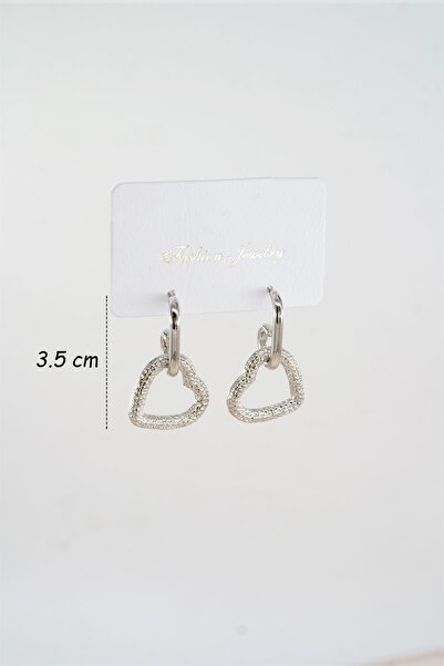 By Zeyna Aksesuar Kadın Özel Tasarım Sallantılı Kalp Model Küpe