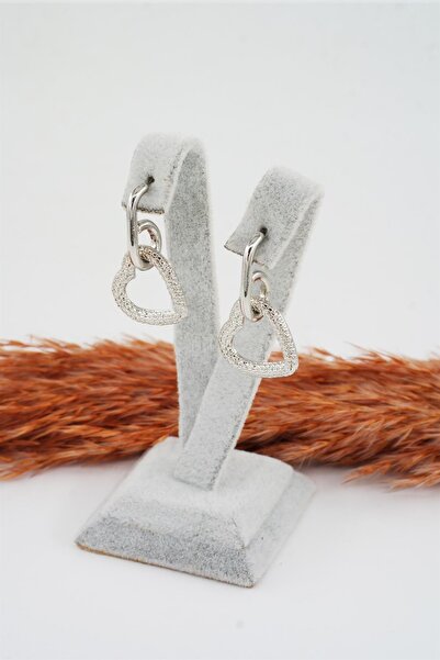 By Zeyna Aksesuar Kadın Özel Tasarım Sallantılı Kalp Model Küpe