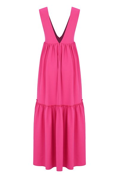 Whenever Company Pink Wide Cut Sleeveless V-Neck Long Dress