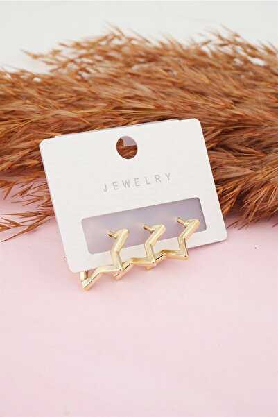 By Zeyna Aksesuar طقم نسائي مكون من 3 أقراط زيركون مجسمة