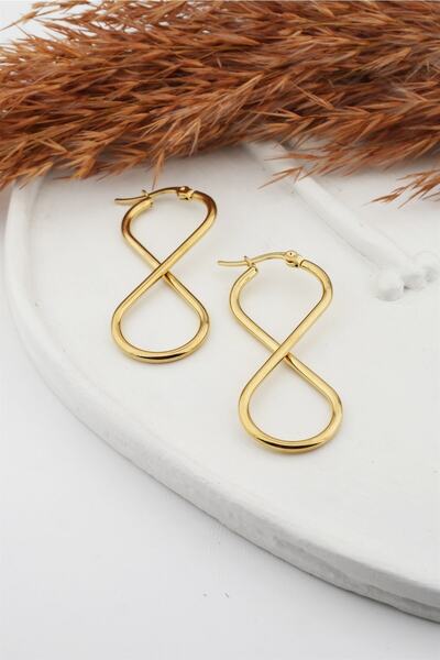 By Zeyna Aksesuar Women's 316l Stainless Steel Basic Geometric 5 Cm Infinity ...