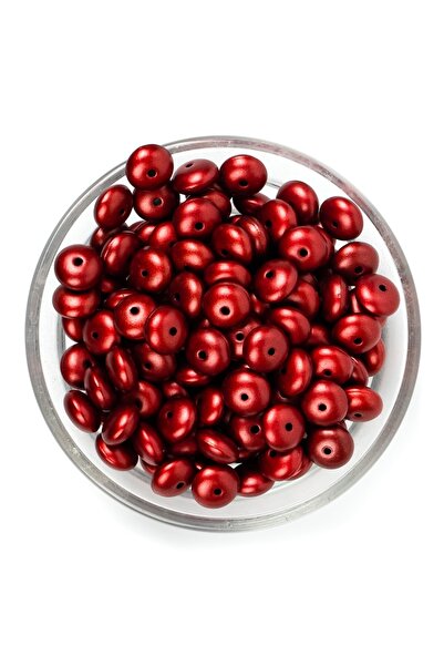 yfhobi 25 Gram - 10 Mm, Kırmızı Renk, Yassı Yuvarlak Plastik Boncuk (25 Gr - ...