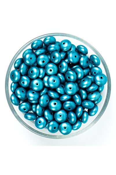 yfhobi 25 Gram - 10 Mm, Mavi Renk, Yassı Yuvarlak Plastik Boncuk (25 Gr - 62-...