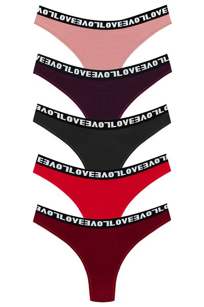 HNX Γυναικεία εσώρουχα 5 Pack Love Elastic Brazilian