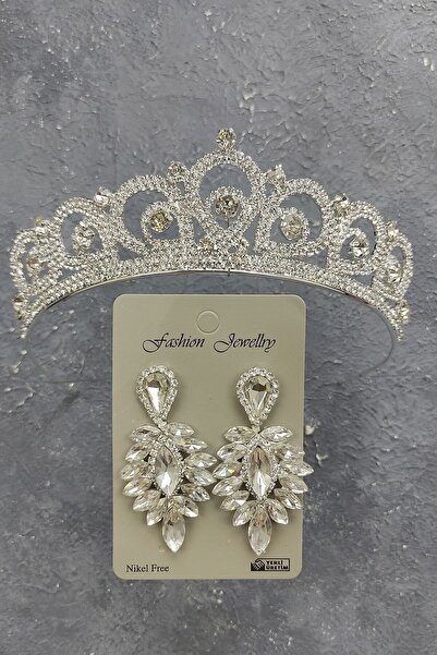 ESPEREST نموذج الملاك تاج الزفاف والأقراط حجر قطرة