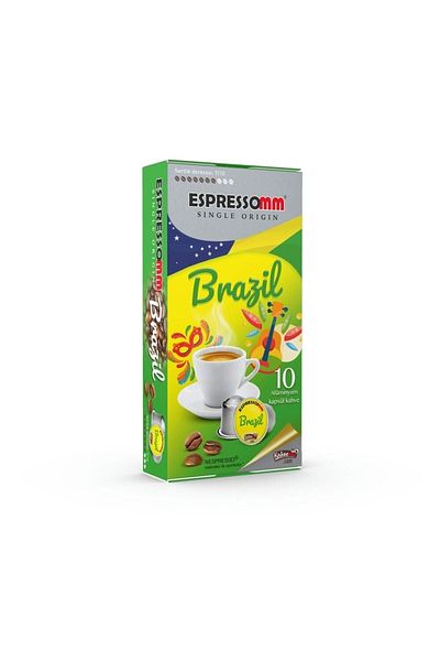 ESPRESSOMM 10 Pieces Single Origin Brazil Aluminum Capsule Coffee - Nespresso ® Compatible*