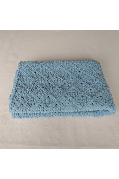 Küçük Burjuva Azur Mavi Renkte Bebek Battaniyesi