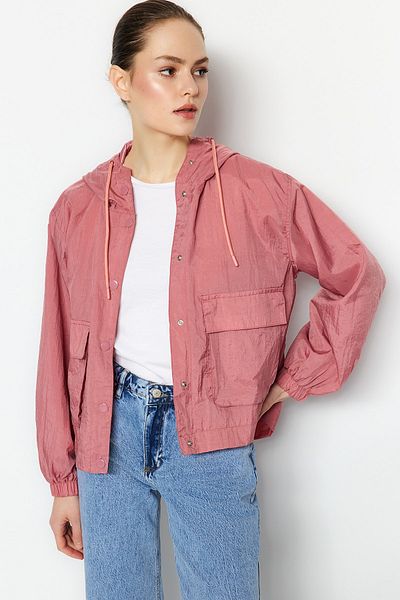 Trendyol Collection Dried Rose Oversize Hooded Raincoat Coat TWOSS23MO00053