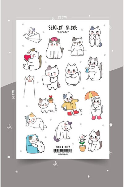 MuslimWalk Pawsome – Kedi, Pati Temalı Planlayıcı Sticker Etiket Seti #101