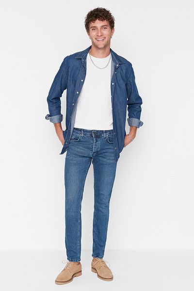 Trendyol Collection Indigo Skinny Fit Stretch-Stoff Slim-Fit-Denim-Hose Jeans TMNAW23JE00047