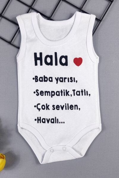 ADABEBEK Hala Baba Yarısı Yazılı Organik Baskılı Çıtçıtbody Bebek Zıbın