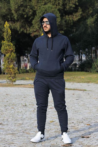han collection Σετ ανδρικής φόρμας με κουκούλα Kangaroo Pocket 2ip