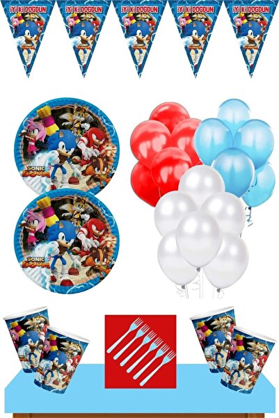 Happyland مجموعة زينة عيد ميلاد اقتصادية باللون الأزرق سونيك بوم تتسع لـ 16 شخصًا