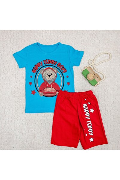 Aybalam Boy's Happy Teddy Boys Written Cotton Set