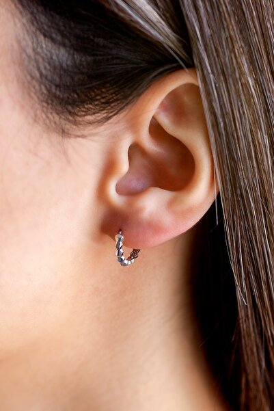 Cenova Kuyumculuk 14 Ayar Altın Küçük Boy Beyaz Halka Küpe (13 MM)