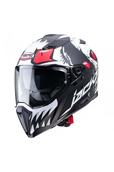 Caberg Jackal Darksyde Mat Black-wht-red Flu Full Face Motosiklet Kaski