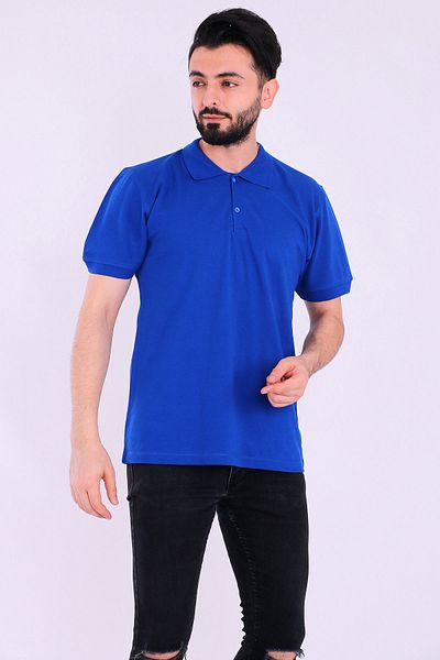 Tshirthane Saks Blue Basic Polo Neck Men's T-shirt