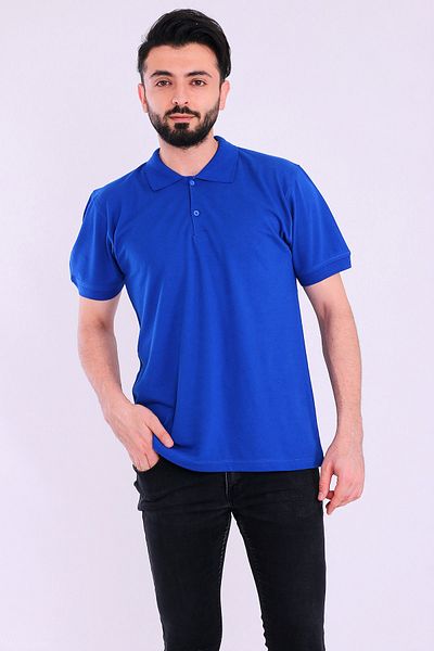 Tshirthane Saks Blue Basic Polo Neck Men's T-shirt