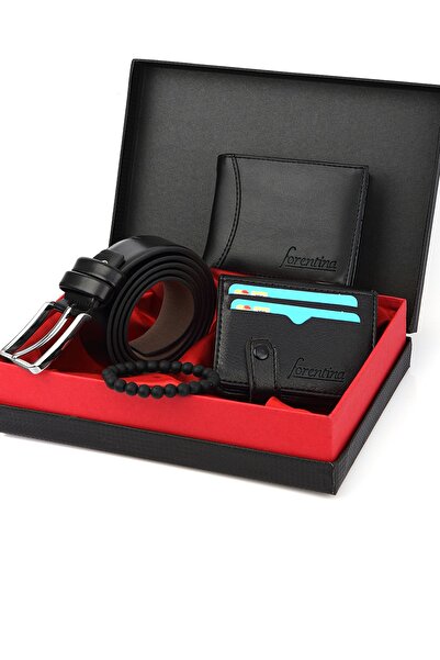 Forentina Erkek Kemer Cüzdan Kartvizit Bileklik Hediye Seti Erkek Arkadaşa He...