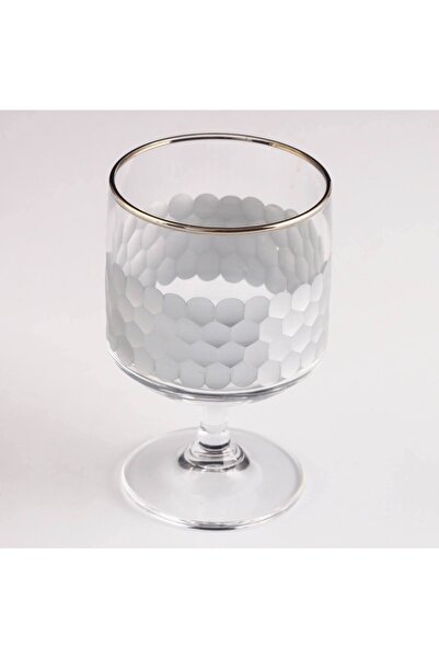 Paşabahçe 44074 Petek Varak Dekorlu Ayaklı 6lı Dondurma-tatlı Kupası -platın