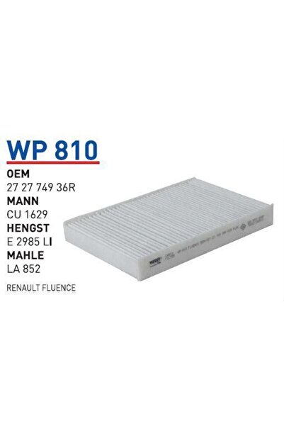 WUNDER Wp810 Oem 272774936R Renault fluence Otomobil polen filtre pollen filter