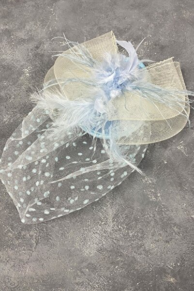 FdayAksesuar Αξεσουάρ νύφης Baby Blue Polka Dot Voile Καπέλο για πάρτι και γά...