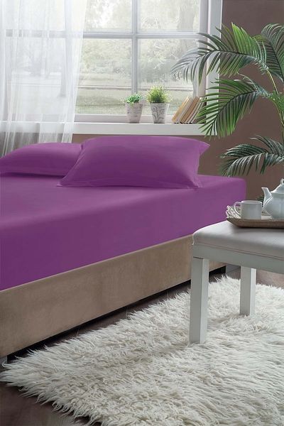 Romans Luxury Elastic Combed Cotton Bed Sheet 180x200 Cm Purple Color