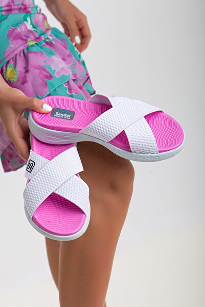 sandal spor Papuci de sport flexibili elastici zilnici pentru femei SS001-0118 alb- fucsia