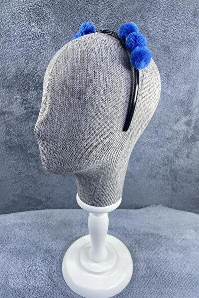 FdayAksesuar إكسسوار للشعر، تاج للحفلات، تاج بناتي مع بوم بوم أزرق - تاج