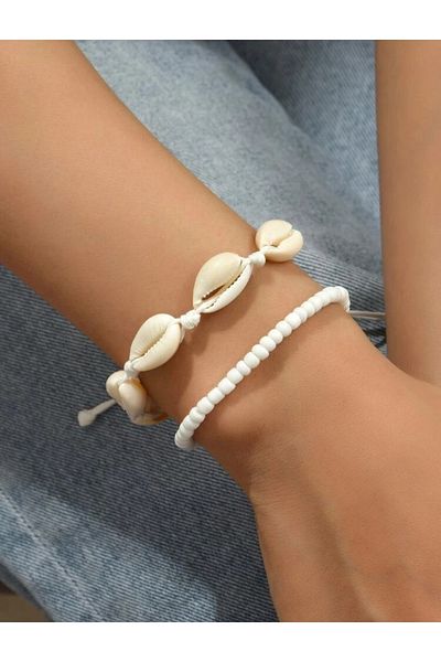 Roe takı aksesuar Seashell and Miyuki Bead Detailed Bracelet - Set of 2