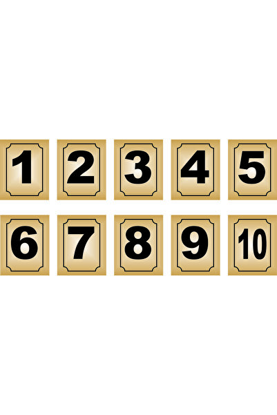 Aluminum Shiny Metal Door Table Cabinet Number Plate 3.5*3.5cm Gold Color 10 Pieces (1…10)