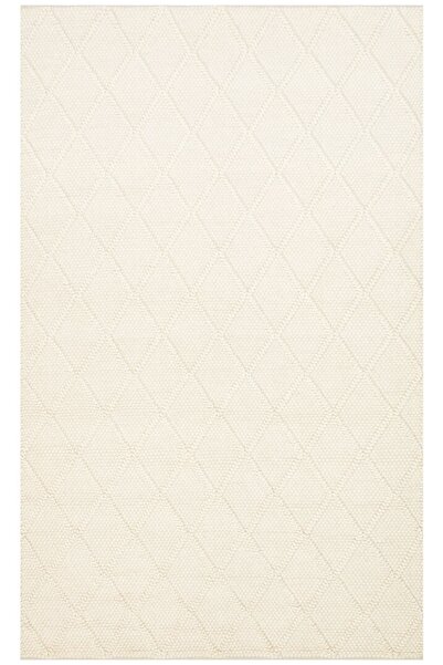 Eko Halı Jade Dıamond Cream Yün Ile Üretilen Naturel Kazak Örgü Desenli El Do...