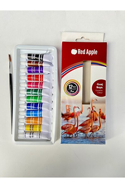 Red Apple Guaj Boya 12 Renk + Guaj Boya Fırçası