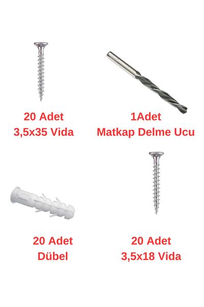 HOBİDABİ 61 Parça Vida Dübel Seti 40 Vida 20 Dübel 1 Delme Ucu