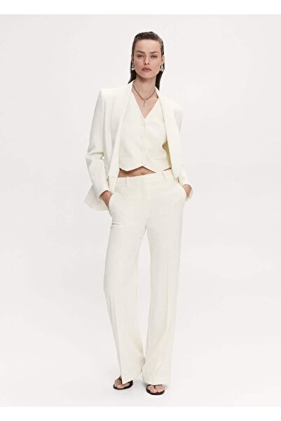 MANGO Woman Pantaloni din stofă cu croială dreaptă