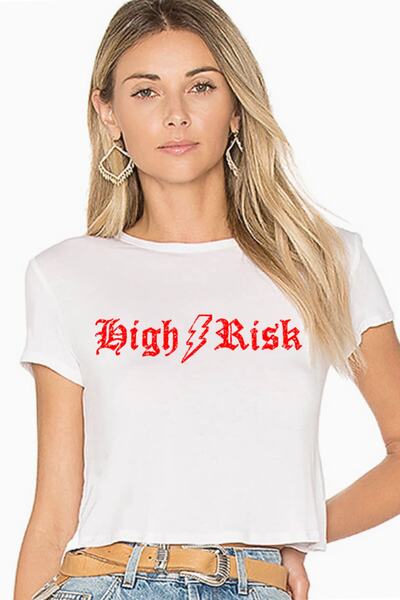 ROCKANDROLL Visokorizikovani beli kratki kroj Skraćeni kroj Top žene T-shirt